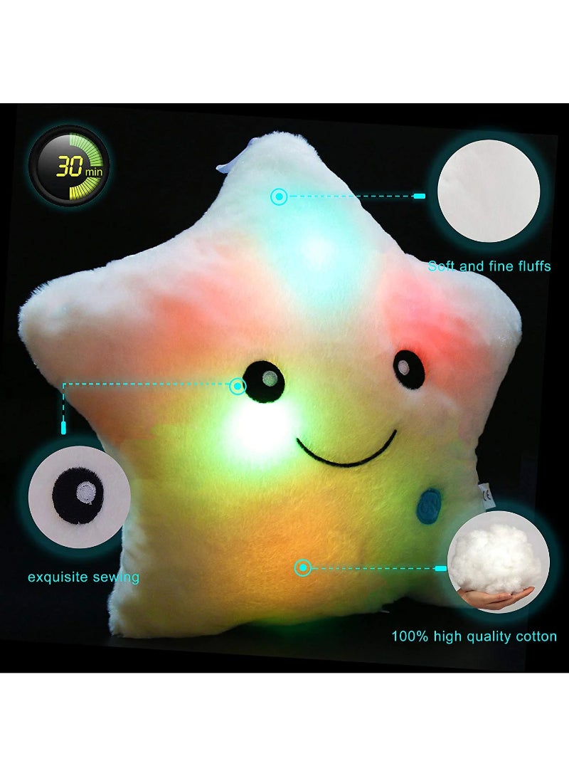 Cute Led Light Star Plush Pillow Stuffed Soft Star Luminous Throw Pillow Cushion With Colorful Light Gift Pink