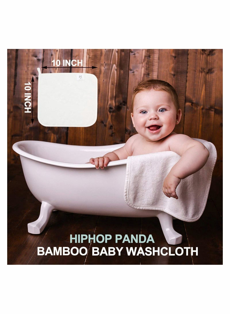Hypoallergenic Bamboo Baby Washcloths - 2 Layer Ultra Soft Absorbent Towel Newborn Bath & Face for Delicate Skin Boy Girl Shower Gift (6 Pack)