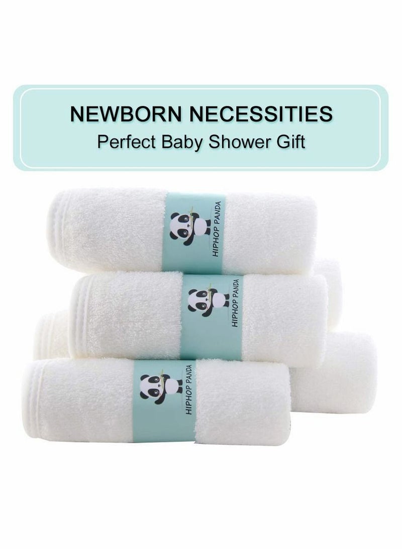 Hypoallergenic Bamboo Baby Washcloths - 2 Layer Ultra Soft Absorbent Towel Newborn Bath & Face for Delicate Skin Boy Girl Shower Gift (6 Pack)