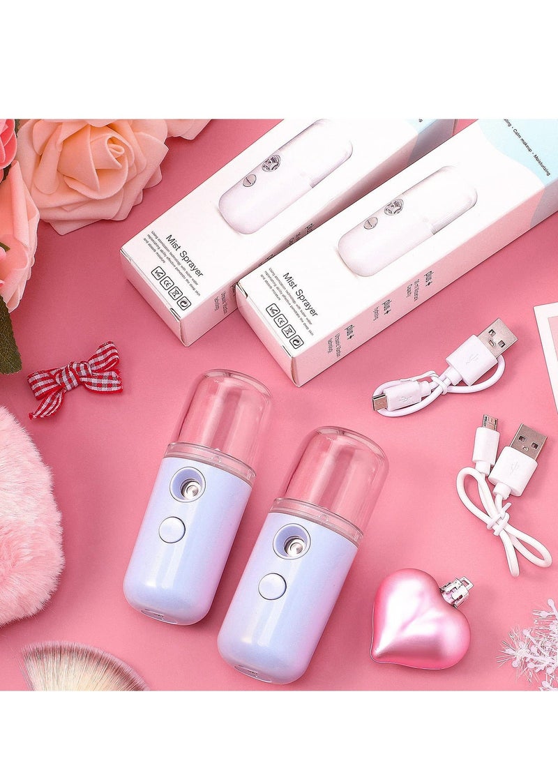2 Pieces Nano Facial Mister 30 ml Mini Face Humidifier Portable Sprayer USB Rechargeable Handy Skin Care Machine for Hydrating, Daily Makeup (Black)
