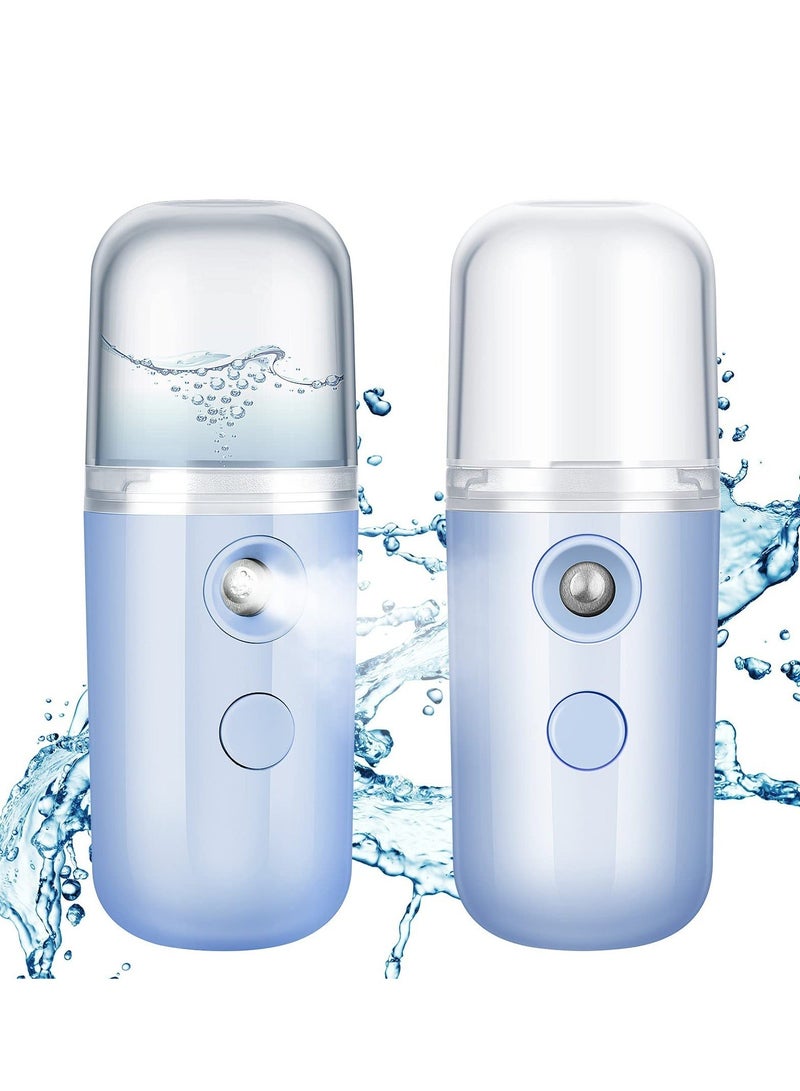 2 Pieces Nano Facial Mister 30 ml Mini Face Humidifier Portable Sprayer USB Rechargeable Handy Skin Care Machine for Hydrating, Daily Makeup (Black)