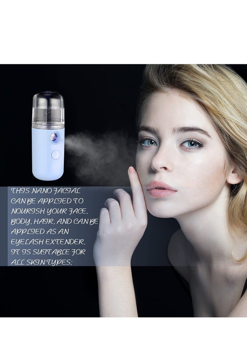 2 Pieces Nano Facial Mister 30 ml Mini Face Humidifier Portable Sprayer USB Rechargeable Handy Skin Care Machine for Hydrating, Daily Makeup (Black)