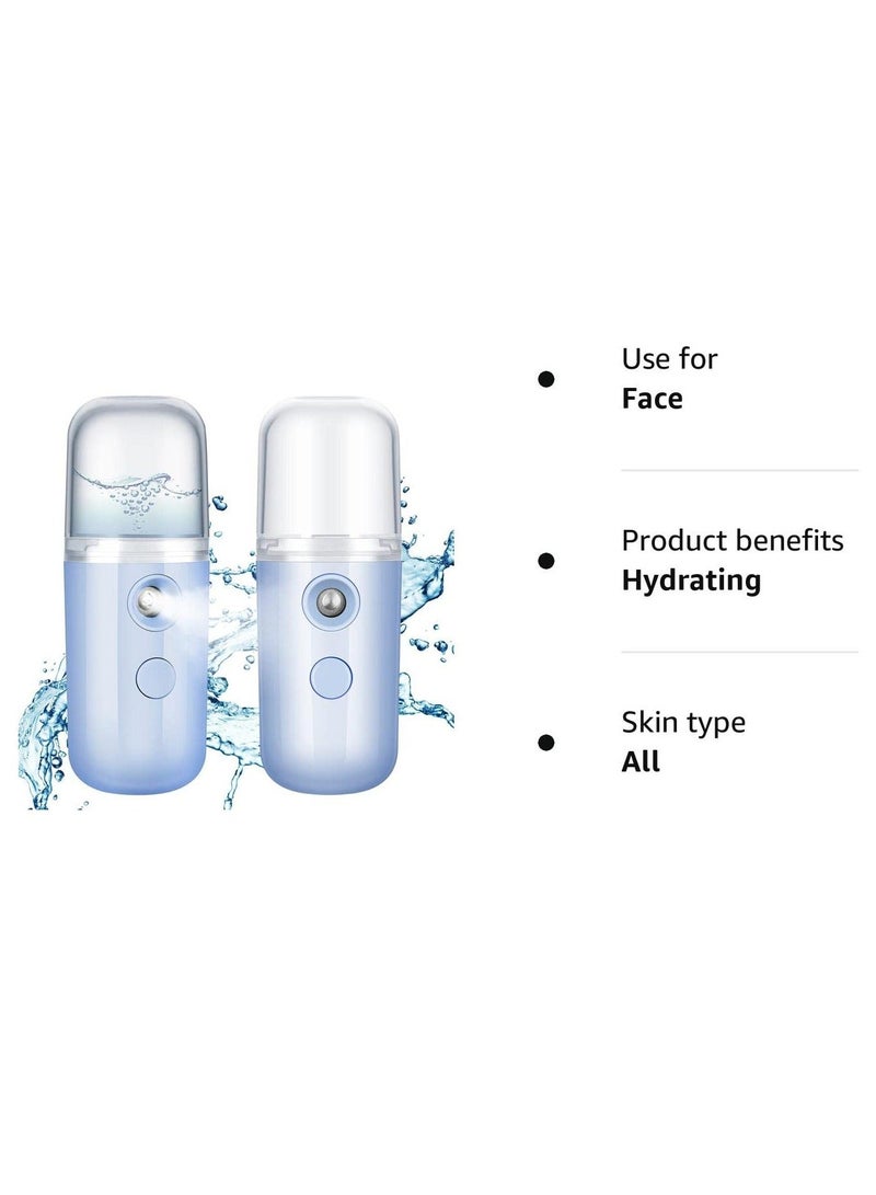 2 Pieces Nano Facial Mister 30 ml Mini Face Humidifier Portable Sprayer USB Rechargeable Handy Skin Care Machine for Hydrating, Daily Makeup (Black)
