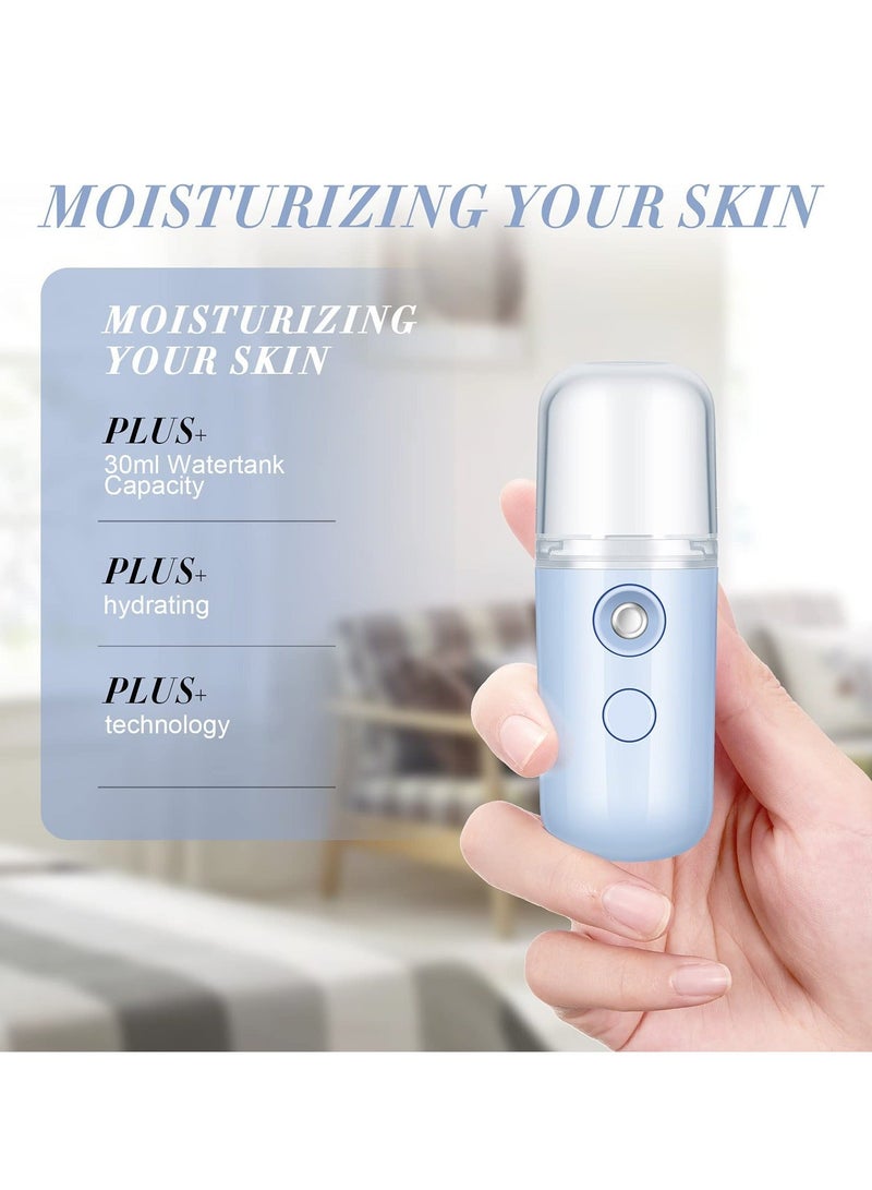 2 Pieces Nano Facial Mister 30 ml Mini Face Humidifier Portable Sprayer USB Rechargeable Handy Skin Care Machine for Hydrating, Daily Makeup (Black)