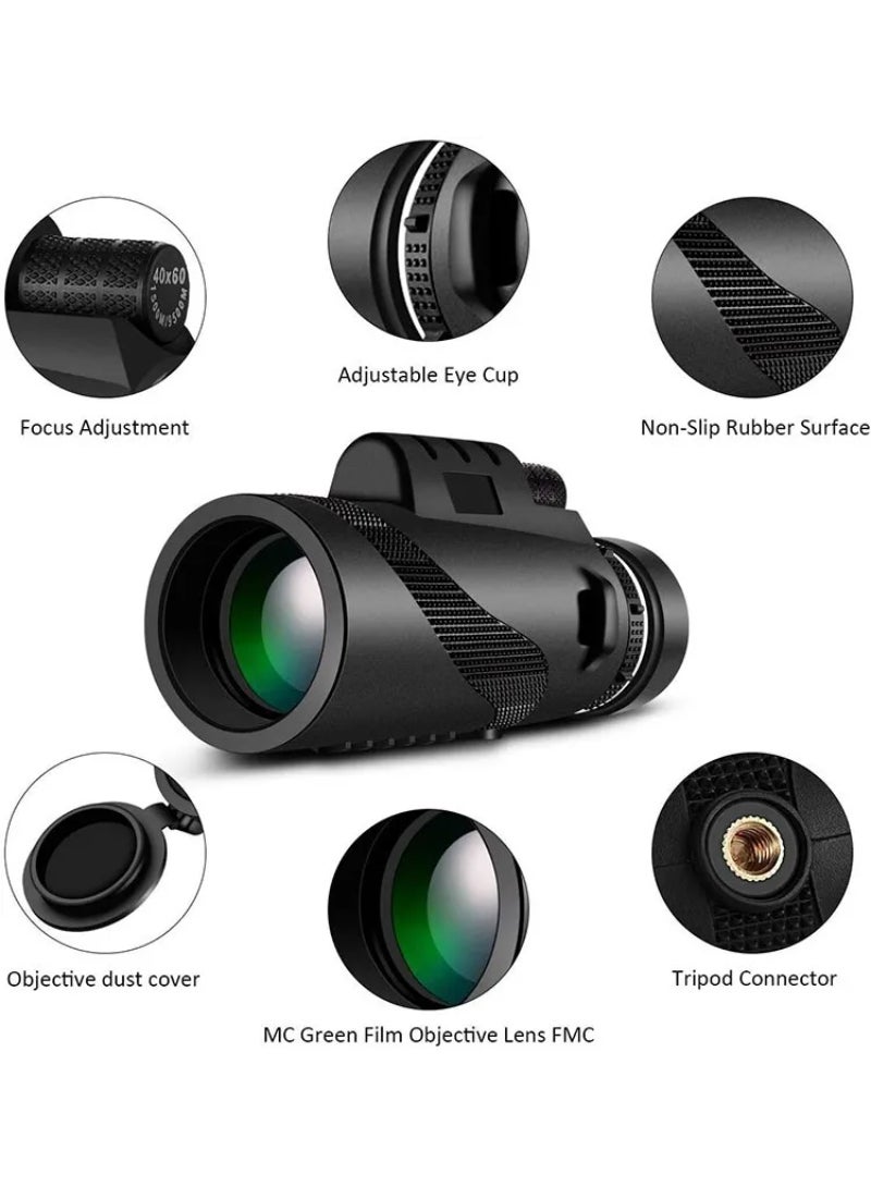 Portable Zoom HD 5000M Telescope Folding Long Distance Mini Powerful Telescope For Hunting Sports Outdoor Camping Travel Black