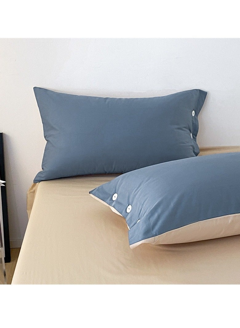 Bed Cover Set, Soft Luxurious Pure Bedsheet Set, Long-staple Cotton Simple Solid Color Bed Sheet Quilt Cover Bedding Twill Cotton Set,( milkshake white, 2.0m bed sheet four-piece set)