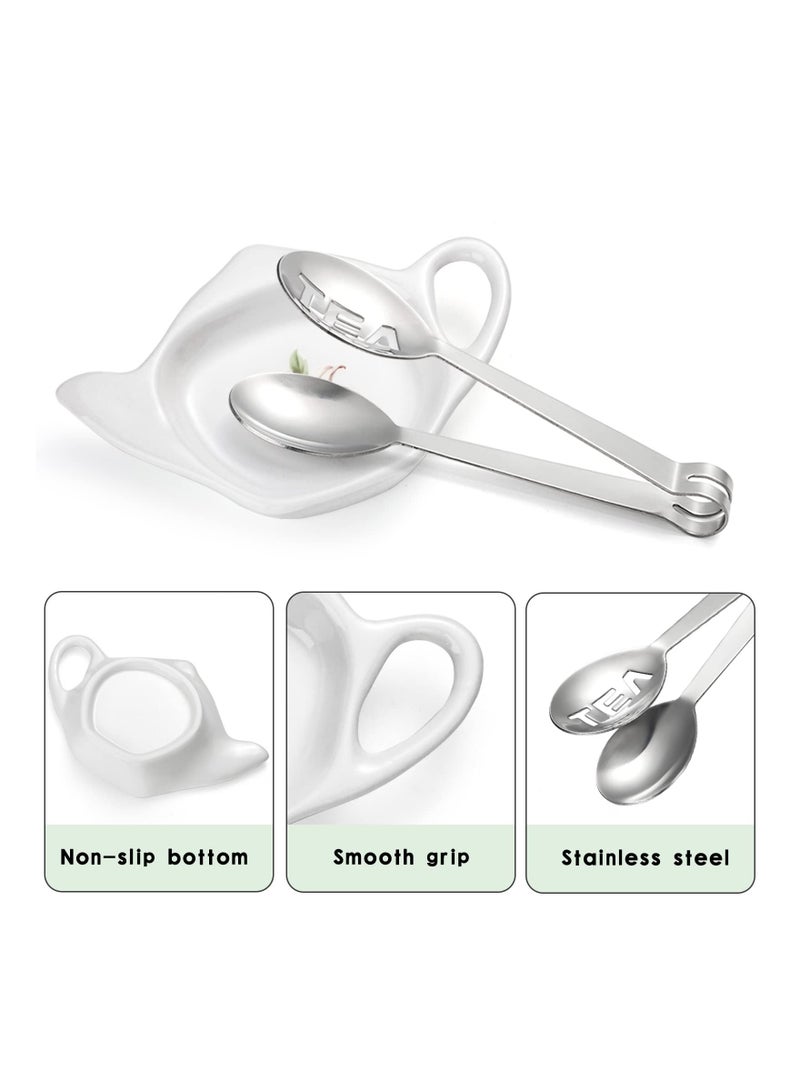 SYOSI 5 Pcs Tea Bag Holder for Used Bag, Teapot Shaped Coasters, Keep Your Time Tidy and Organized with Saucers
