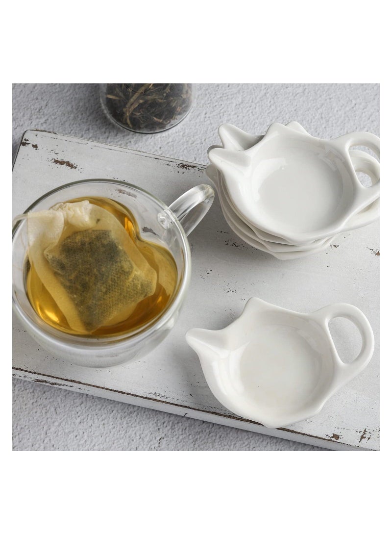 SYOSI 5 Pcs Tea Bag Holder for Used Bag, Teapot Shaped Coasters, Keep Your Time Tidy and Organized with Saucers