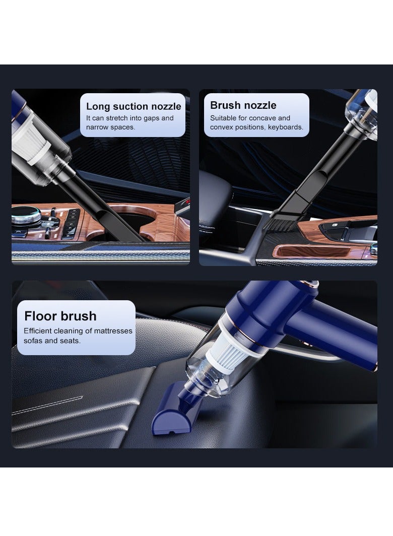 Car Vacuum Cleaner Cordless, Portable Handheld Vacuum Air Duster, Wireless Charging High Suction 2 In 1 Car Vacuum Cleaner For Car Home Office, (Black 117CD 7pcs)