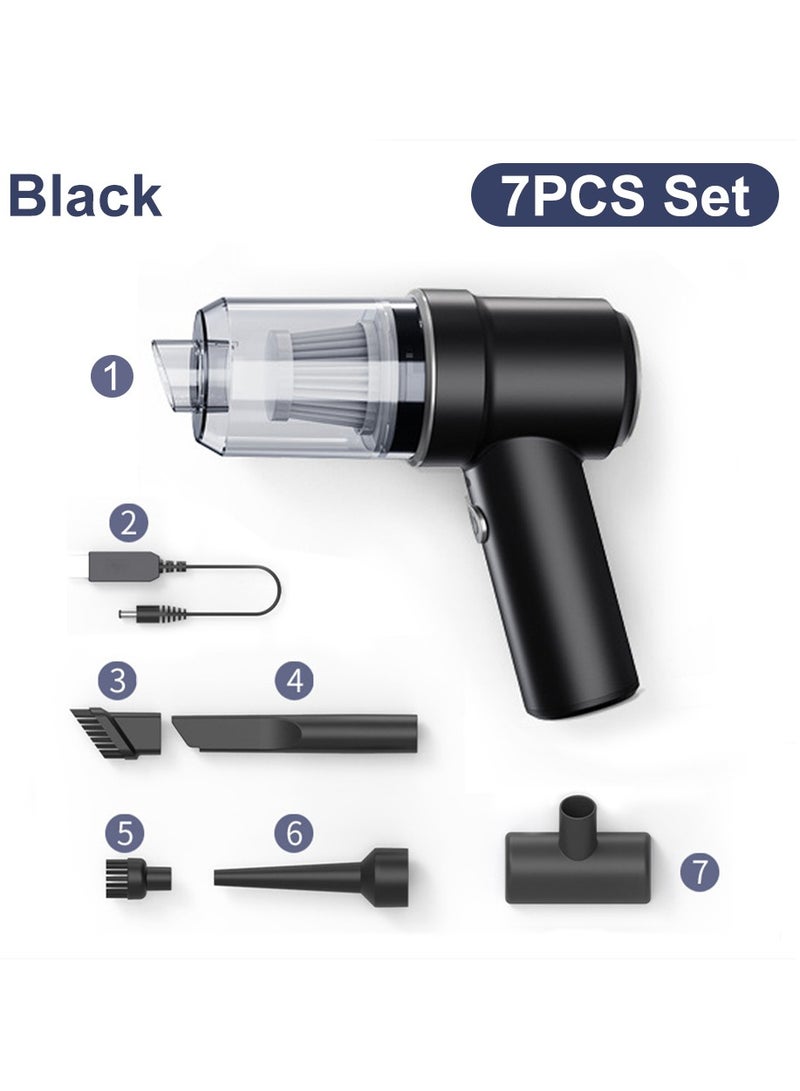 Car Vacuum Cleaner Cordless, Portable Handheld Vacuum Air Duster, Wireless Charging High Suction 2 In 1 Car Vacuum Cleaner For Car Home Office, (Black 117CD 7pcs)