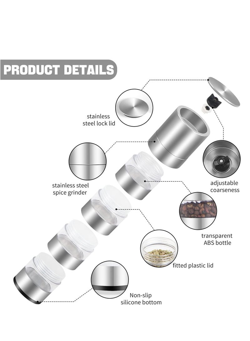 Mini Spice Jars Set with Lid, 4 in 1 Seasoning Container w/Spice Grinder, for Spice, Jam, Outdoor BBQ Camping Picnic