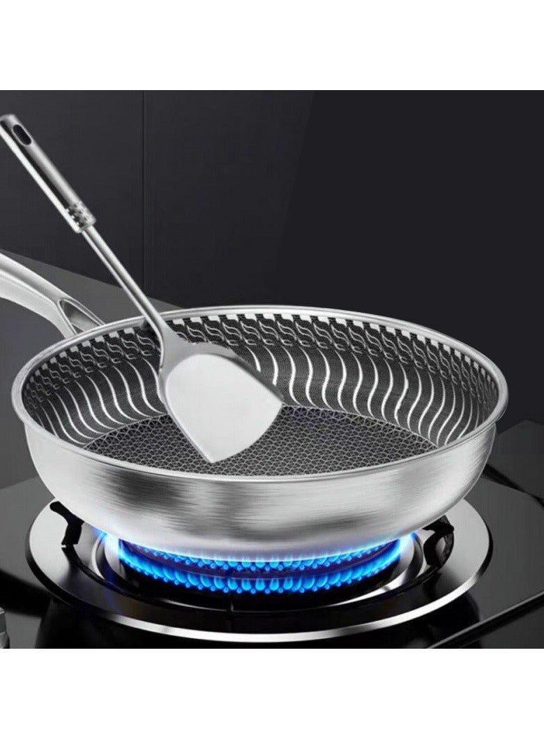 Stainless Steel Frying Pan, Whole Body Tri-ply Frying Pan, Scratch-resistant Non Stick  Double-sided Honeycomb Skillet Pan For All Stove, (30cm)