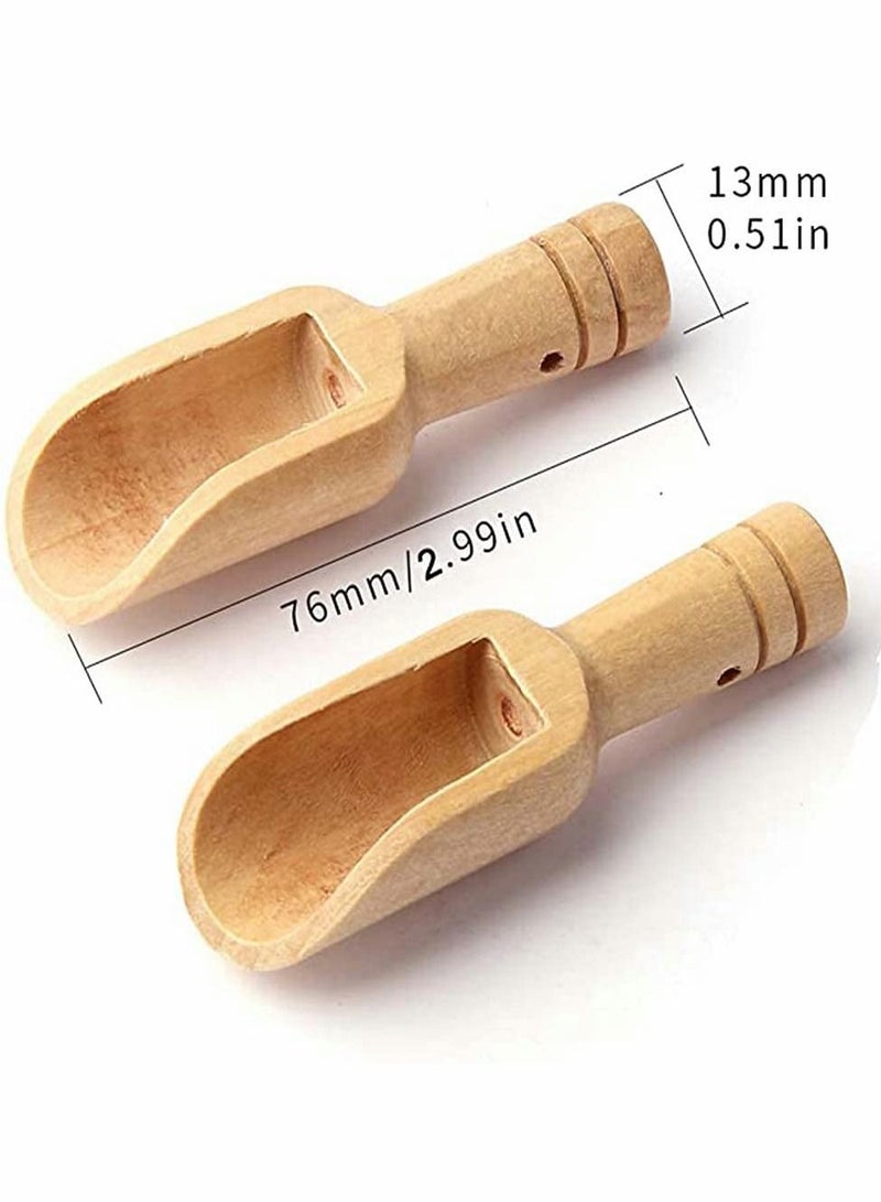 30 PCS Mini Wooden Spoon, Bath Salt, Bamboo Powder Tea Spoon