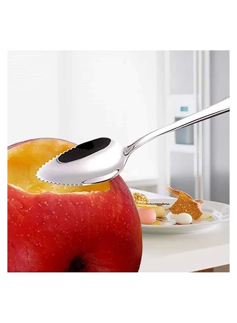 Stainless Steel Grapefruit Spoons, Jagged Spoon, Suitable for Citrus Fruits, Kiwi, Salads and Desserts, Serrated Steel, Dessert Spoons Gift Kitchen, Set of 6