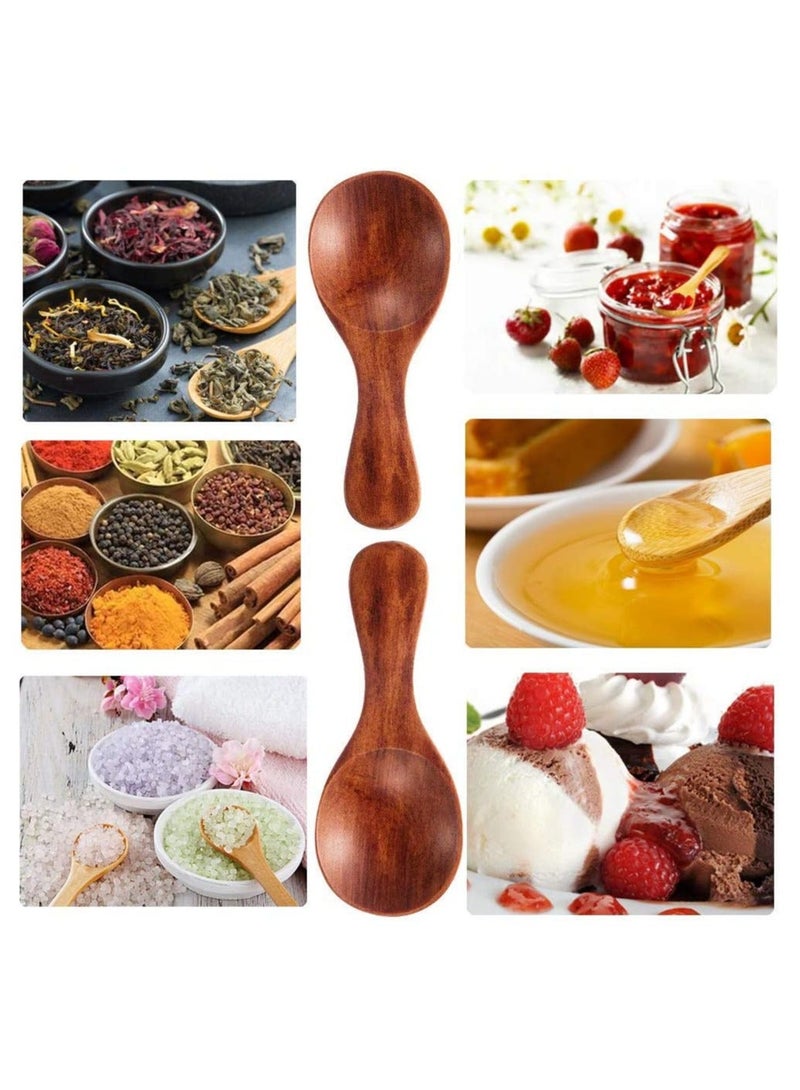10 Pieces Small Wooden Teaspoon, Teaspoon Teaspoons Serving Utensils for Salt Spoon Honey Coffee Tea Sugar Salt, Mini Daily Use (3 inches)