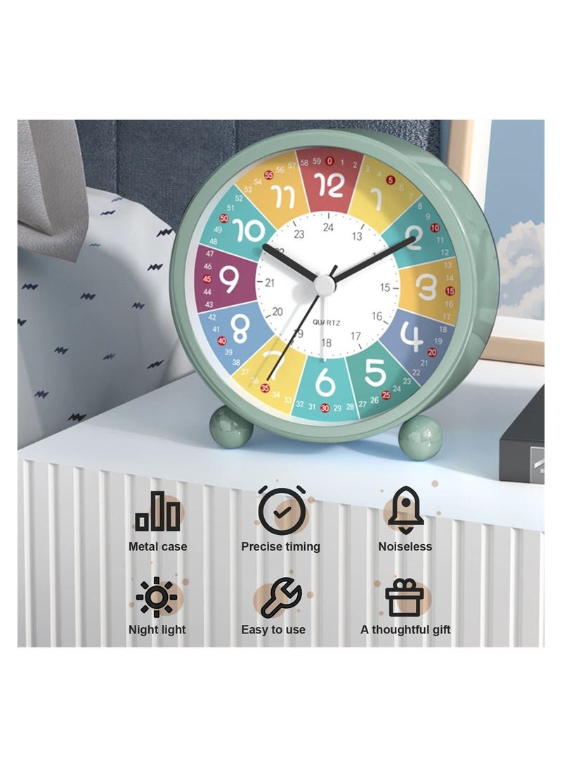 Children's Alarm Clock Metal Digital Silent With Night Light 3 Inch Cartoon Sleep Trainer