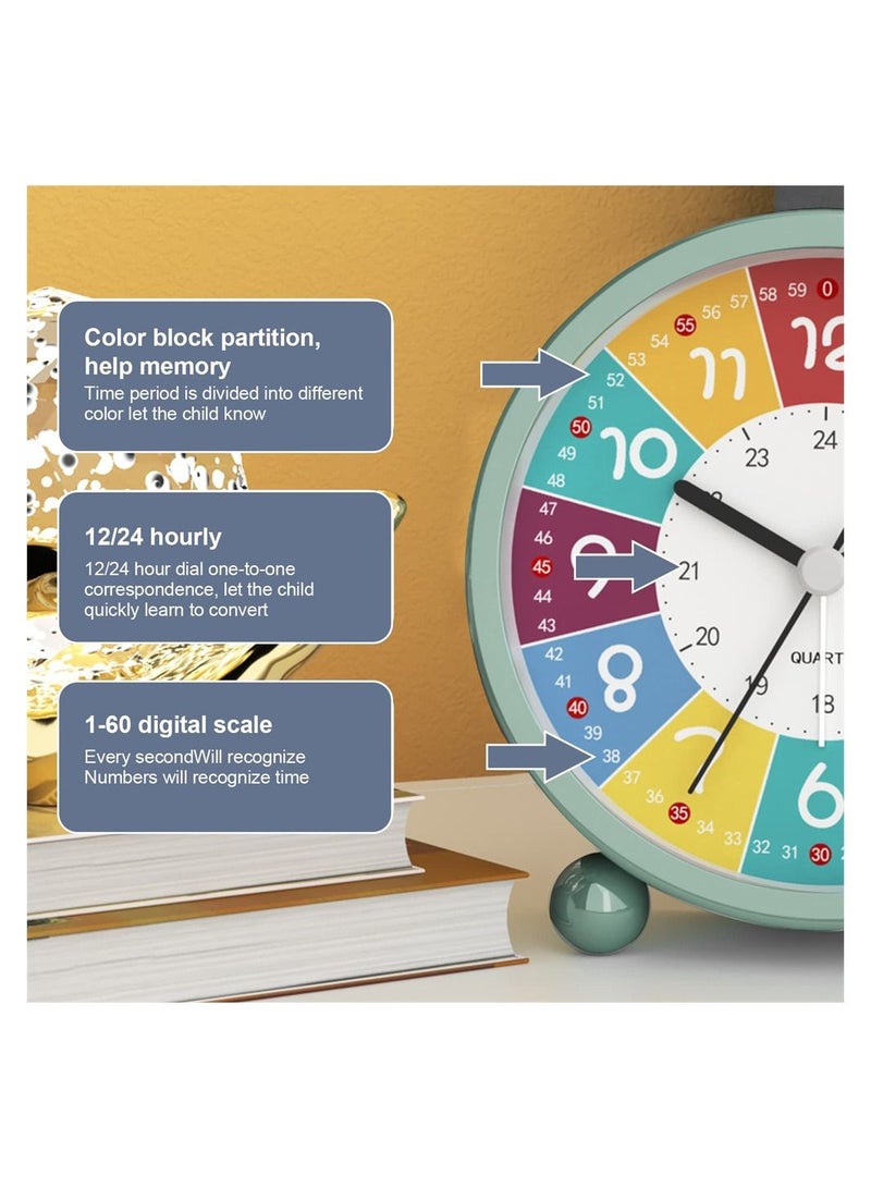 Children's Alarm Clock Metal Digital Silent With Night Light 3 Inch Cartoon Sleep Trainer