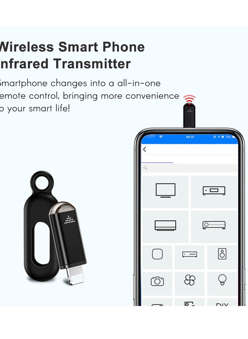 Wireless Smart Phone Infrared Transmitter, Mini Remote Controller with Connector Replacement for Android Smartphone TV Air Conditioner Fan Camera