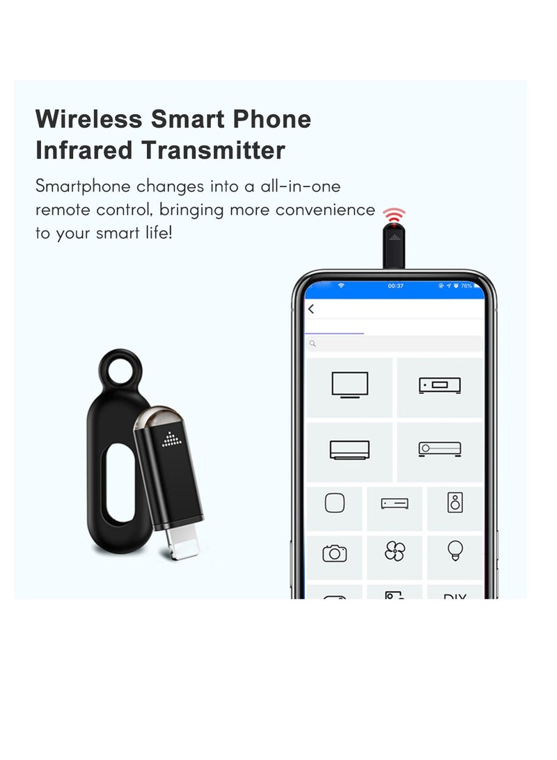 Wireless Smart Phone Infrared Transmitter, Mini Remote Controller with Connector Replacement for Android Smartphone TV Air Conditioner Fan Camera