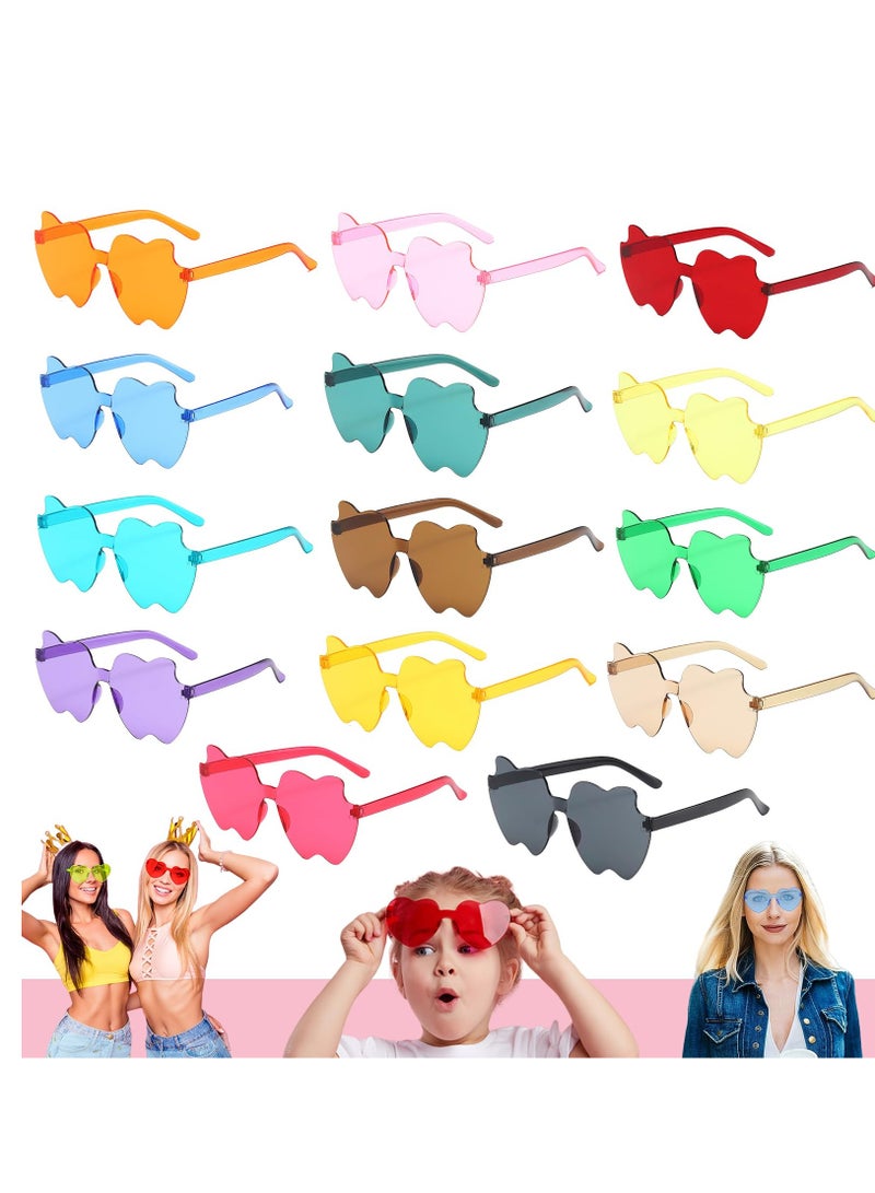 Birthday Party Sunglasses Photo Props, 14 Pairs Photo Booth Props Party Favor, Frameless Transparent 14 Color Sun Glasses for Adult Kids Selfie Props Birthday Weddings Graduation Party Supplies