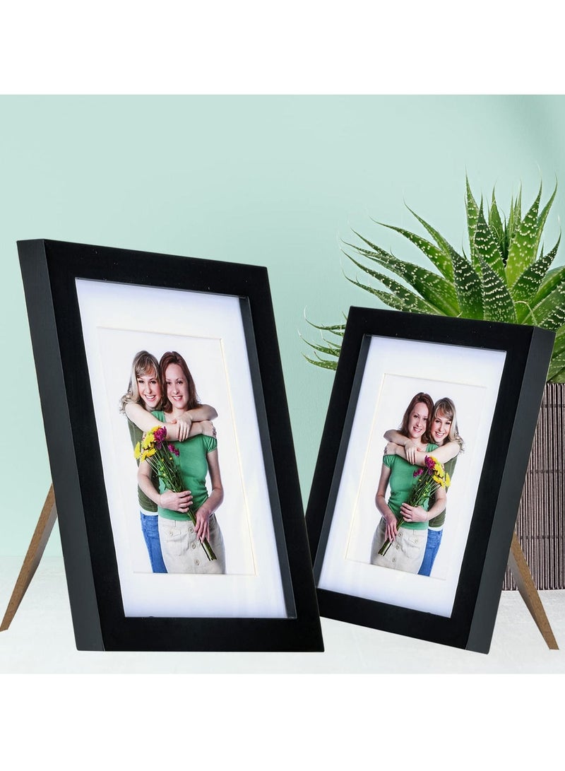 SYOSI 2Pcs 5x7 Inch Wooden Picture Frame, Natural Wood Frame with Acrylic Plexiglass for Displaying Picture, Tabletop and Wall Mounting Display (Black)