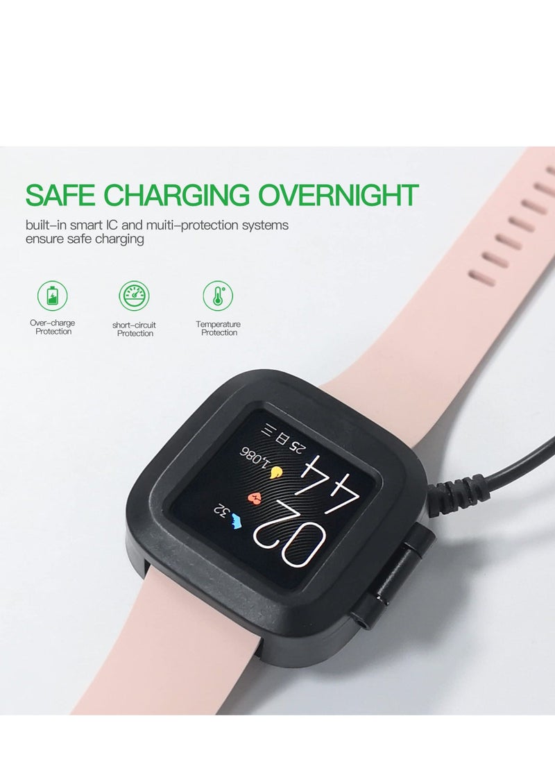 Compatible with Fitbit Versa 2 Charger, Upgraded Easy USB Charger for Replacement Dock Stand Cable Smart Watch, 3Ft Sturdy Power Cord (ONLY 2)