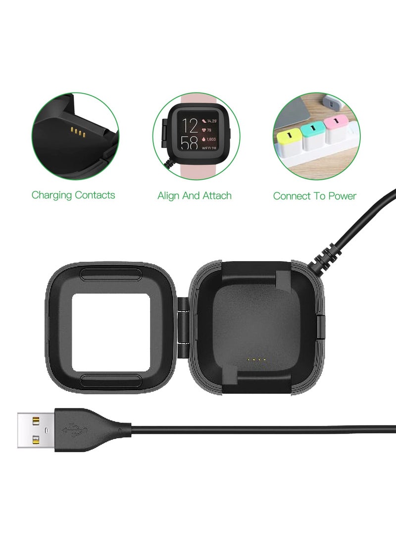 Compatible with Fitbit Versa 2 Charger, Upgraded Easy USB Charger for Replacement Dock Stand Cable Smart Watch, 3Ft Sturdy Power Cord (ONLY 2)