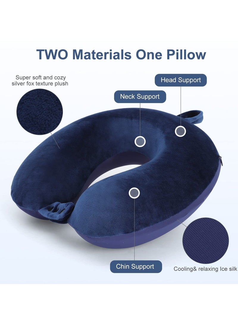 Travel Pillow, Airplane Neck Pillow for Traveling, 100% Pure Memory Foam U Shaped Washable Super Lightweight Portable Headrest Great Chair, Car, Home, Office