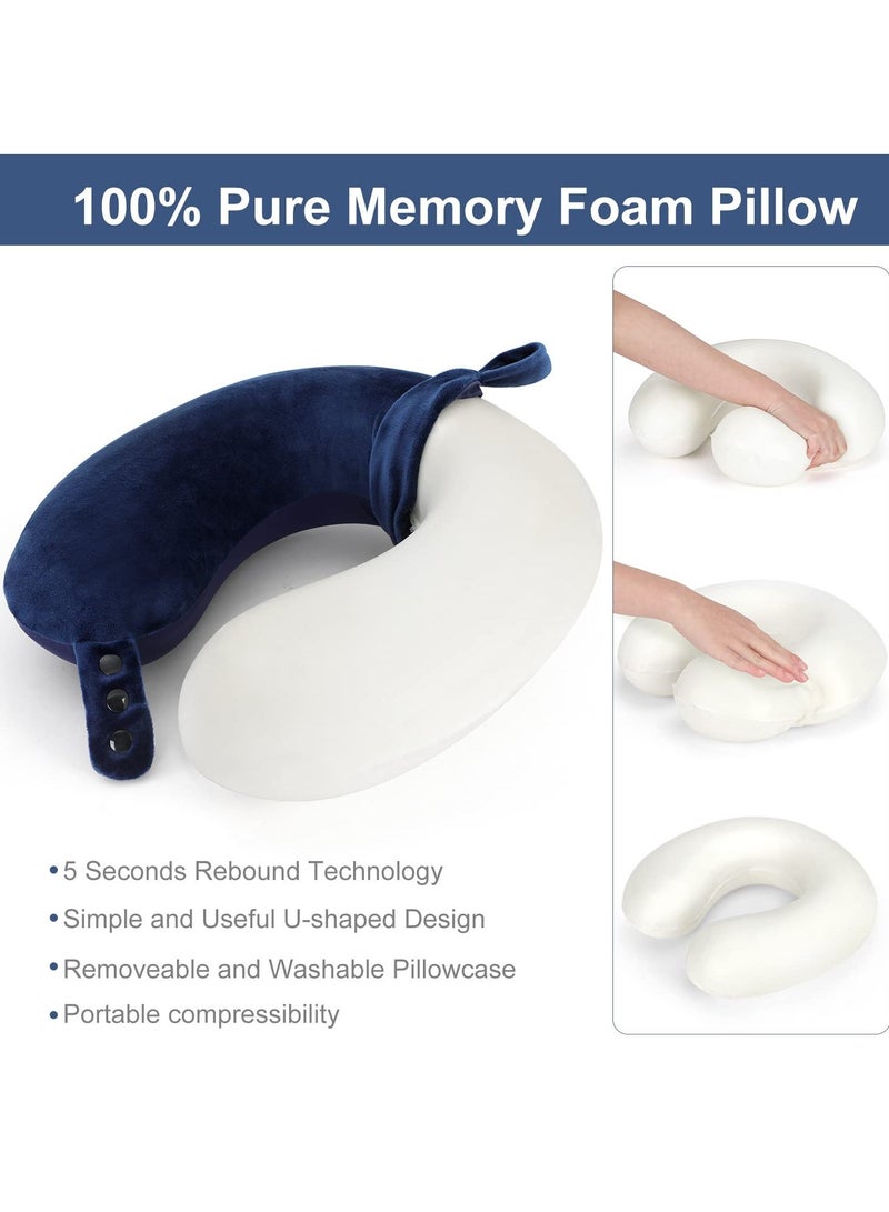 Travel Pillow, Airplane Neck Pillow for Traveling, 100% Pure Memory Foam U Shaped Washable Super Lightweight Portable Headrest Great Chair, Car, Home, Office