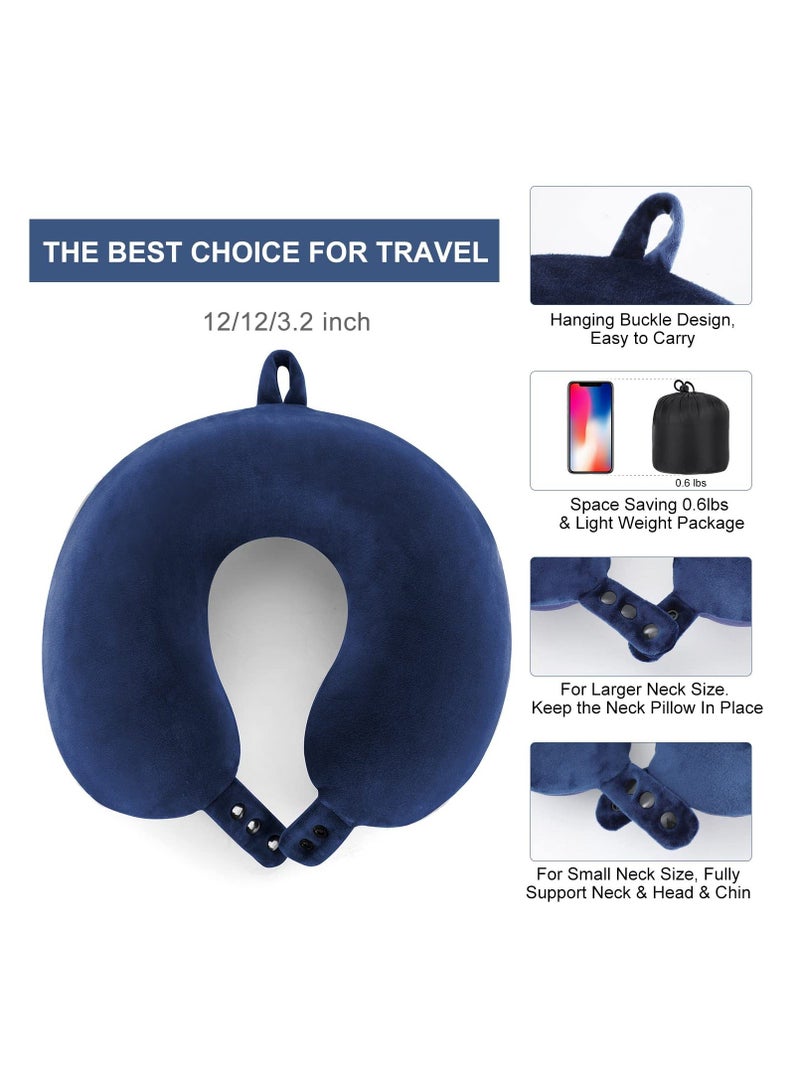 Travel Pillow, Airplane Neck Pillow for Traveling, 100% Pure Memory Foam U Shaped Washable Super Lightweight Portable Headrest Great Chair, Car, Home, Office