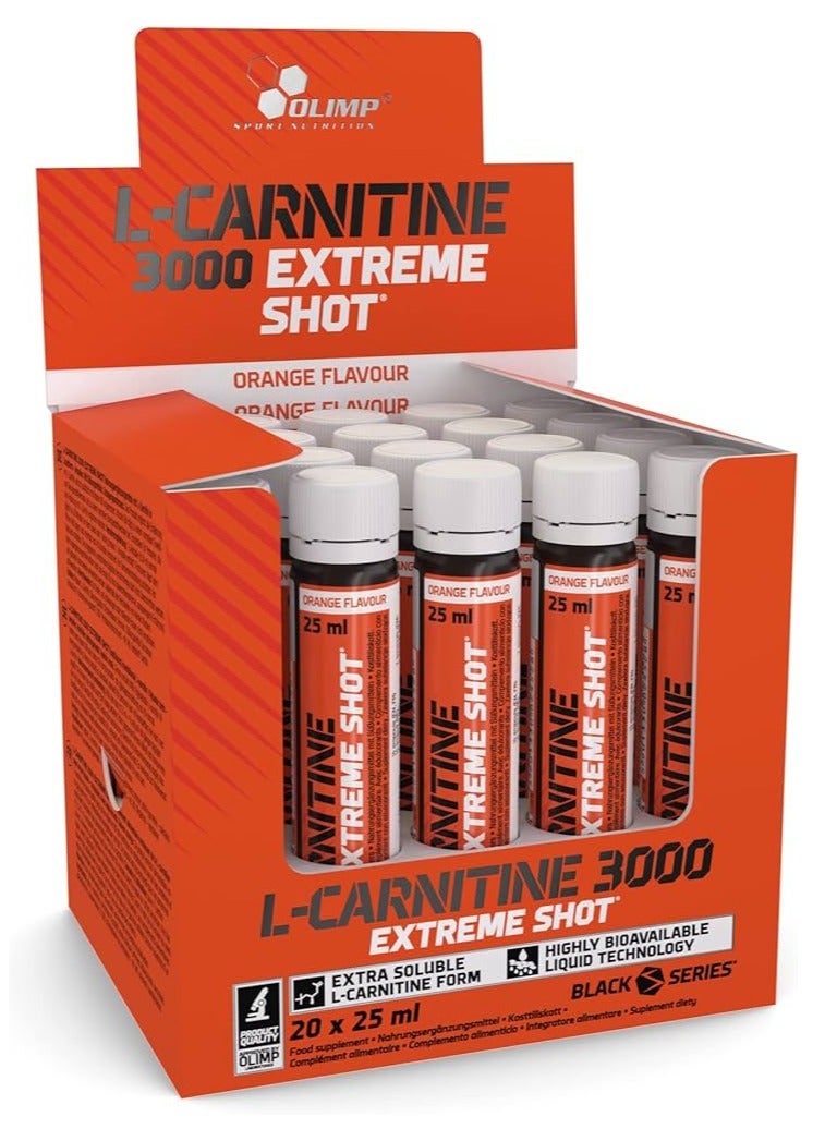 Olimp L-Carnitine 3000 Extreme Shot Helps loose fat Orange flavour 20 x 25 ml