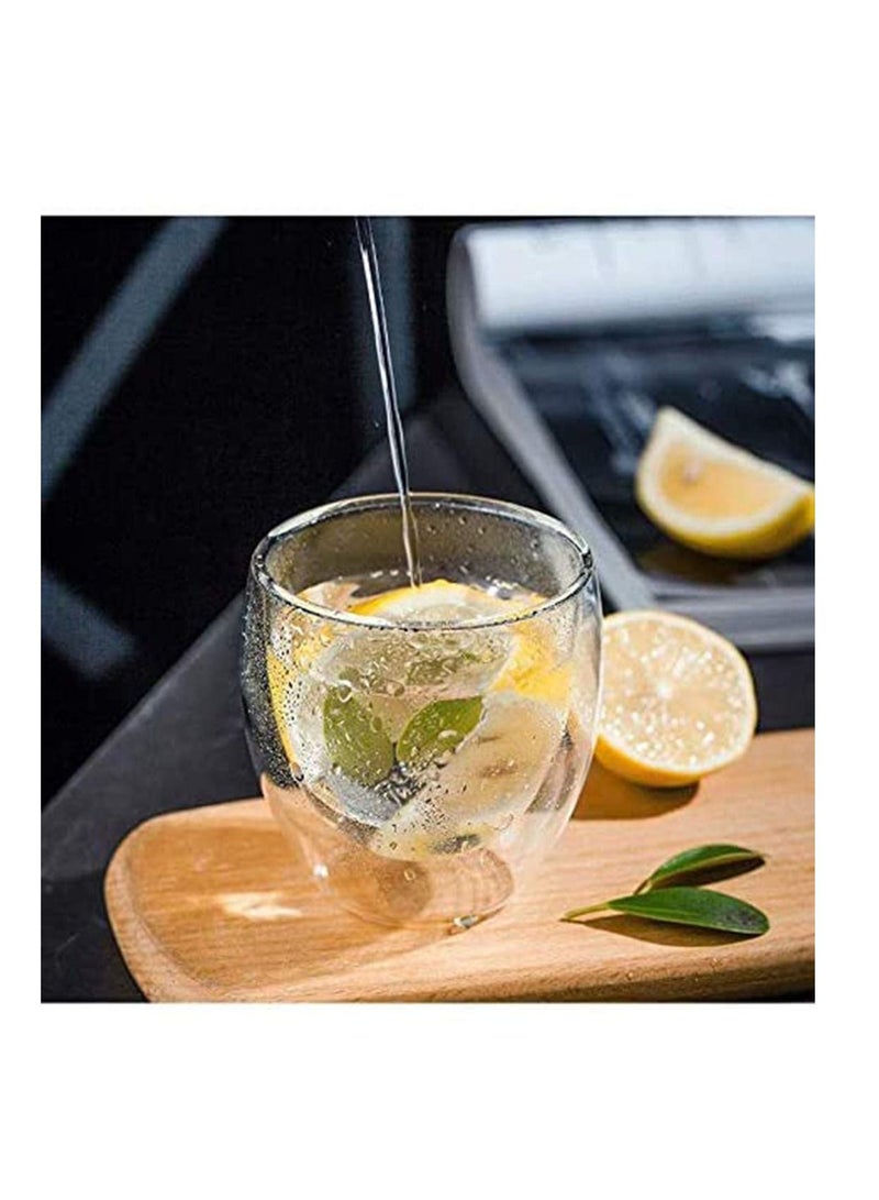 Double Wall Coffee Glasses Cups Insulated Transparent Thermo Glass Cup Set Mugs for Espresso Cappuccino Latte(250ml)