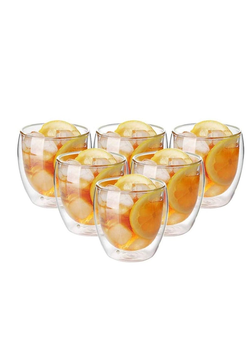 Double Wall Coffee Glasses Cups Insulated Transparent Thermo Glass Cup Set Mugs for Espresso Cappuccino Latte(250ml)