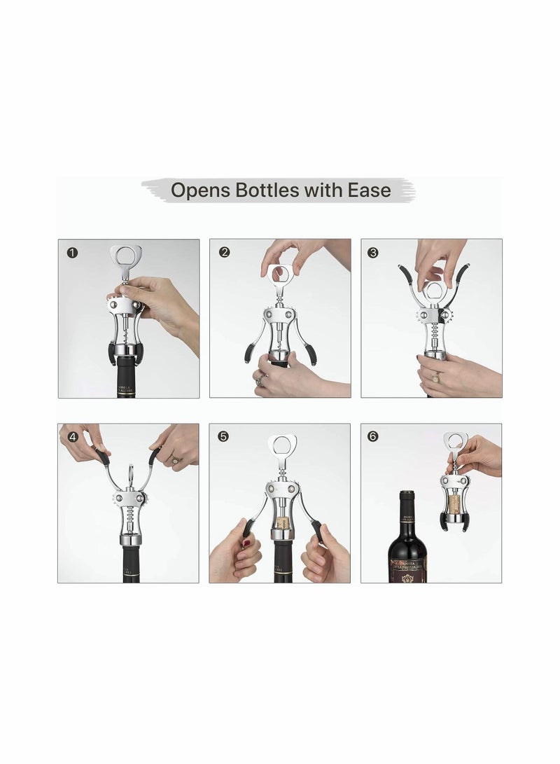 Bottle Opener, Zinc Alloy Premium Wing Corkscrew bottle Opener with Multifunctional Bottles Upgrade