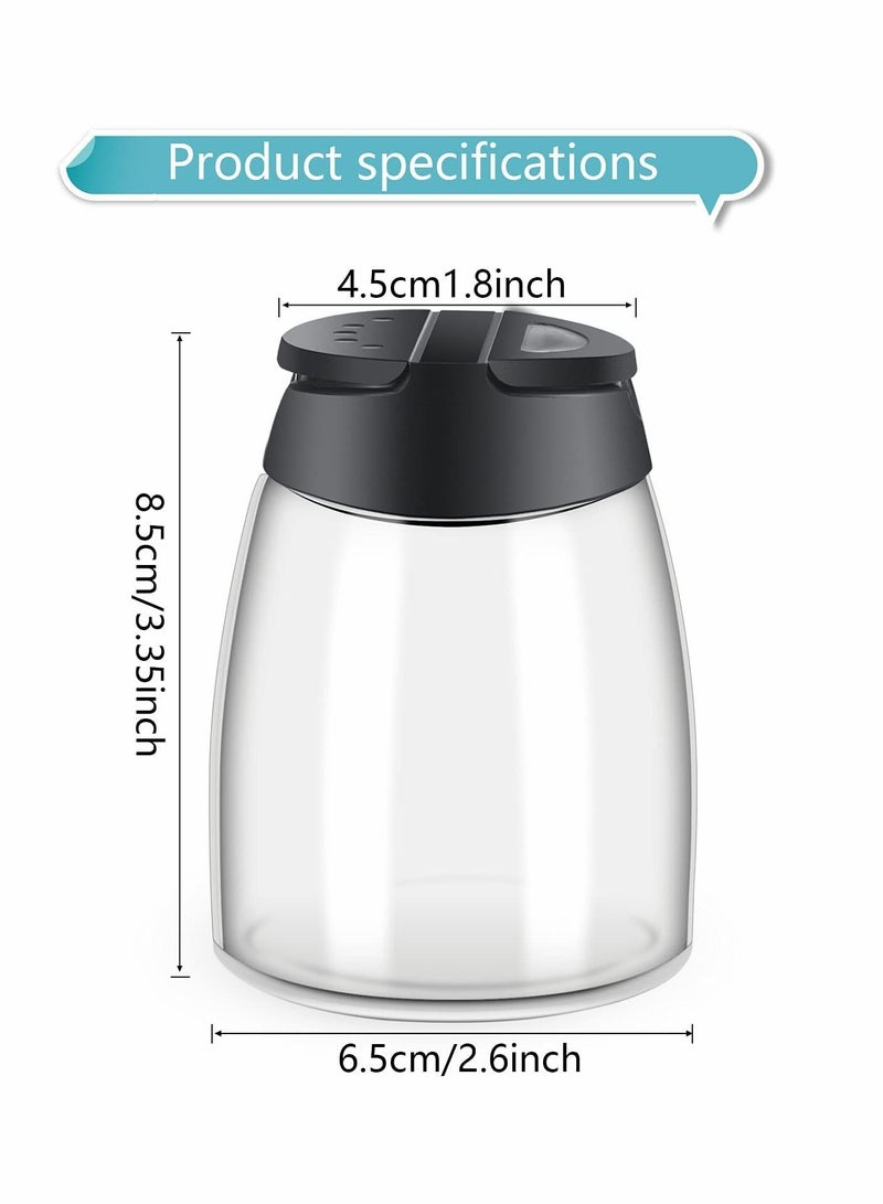 2 Pieces Damp Proof Salt and Pepper Shakers Adjustable Condiment Holder Double Lid with Holes Barbecue Spice Jar Glass Container Seasoning Box for Kitchen Restaurant Canteen Travel Camping