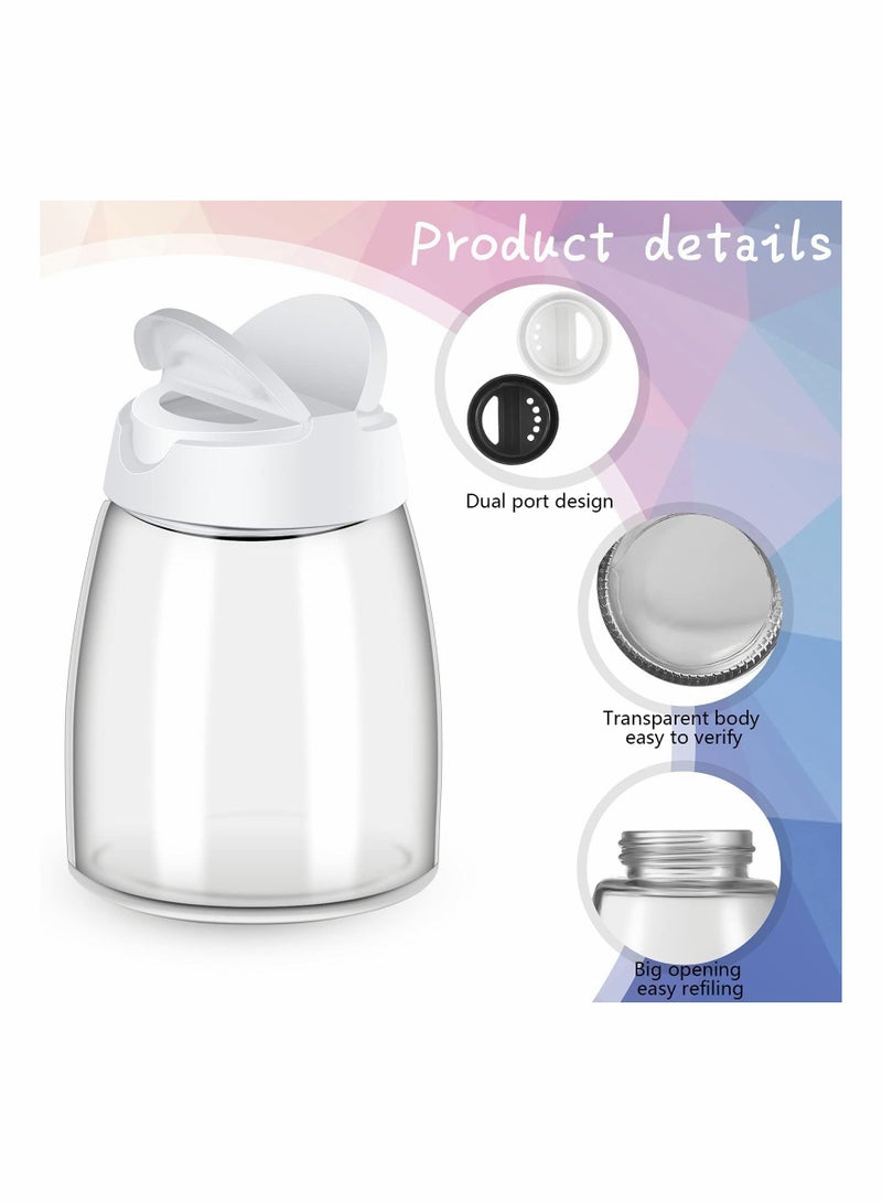 2 Pieces Damp Proof Salt and Pepper Shakers Adjustable Condiment Holder Double Lid with Holes Barbecue Spice Jar Glass Container Seasoning Box for Kitchen Restaurant Canteen Travel Camping
