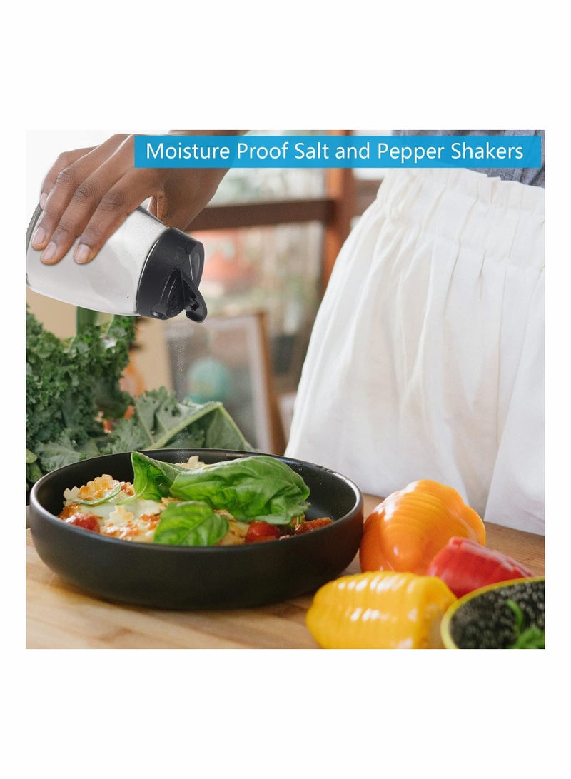 2 Pieces Damp Proof Salt and Pepper Shakers Adjustable Condiment Holder Double Lid with Holes Barbecue Spice Jar Glass Container Seasoning Box for Kitchen Restaurant Canteen Travel Camping