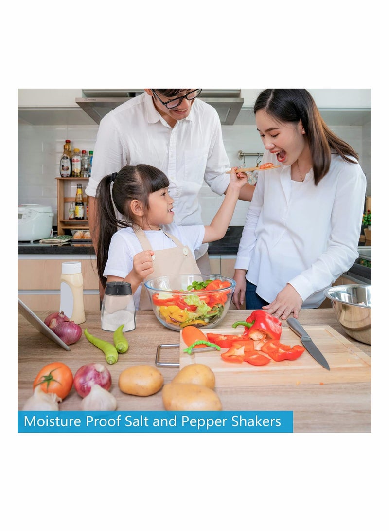 2 Pieces Damp Proof Salt and Pepper Shakers Adjustable Condiment Holder Double Lid with Holes Barbecue Spice Jar Glass Container Seasoning Box for Kitchen Restaurant Canteen Travel Camping