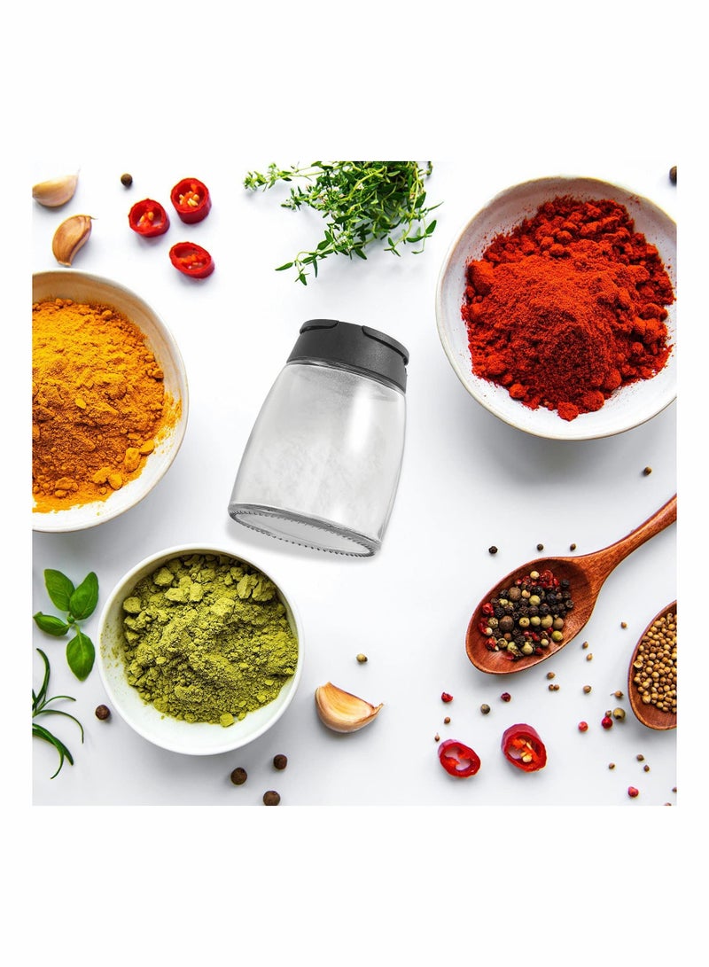 2 Pieces Damp Proof Salt and Pepper Shakers Adjustable Condiment Holder Double Lid with Holes Barbecue Spice Jar Glass Container Seasoning Box for Kitchen Restaurant Canteen Travel Camping