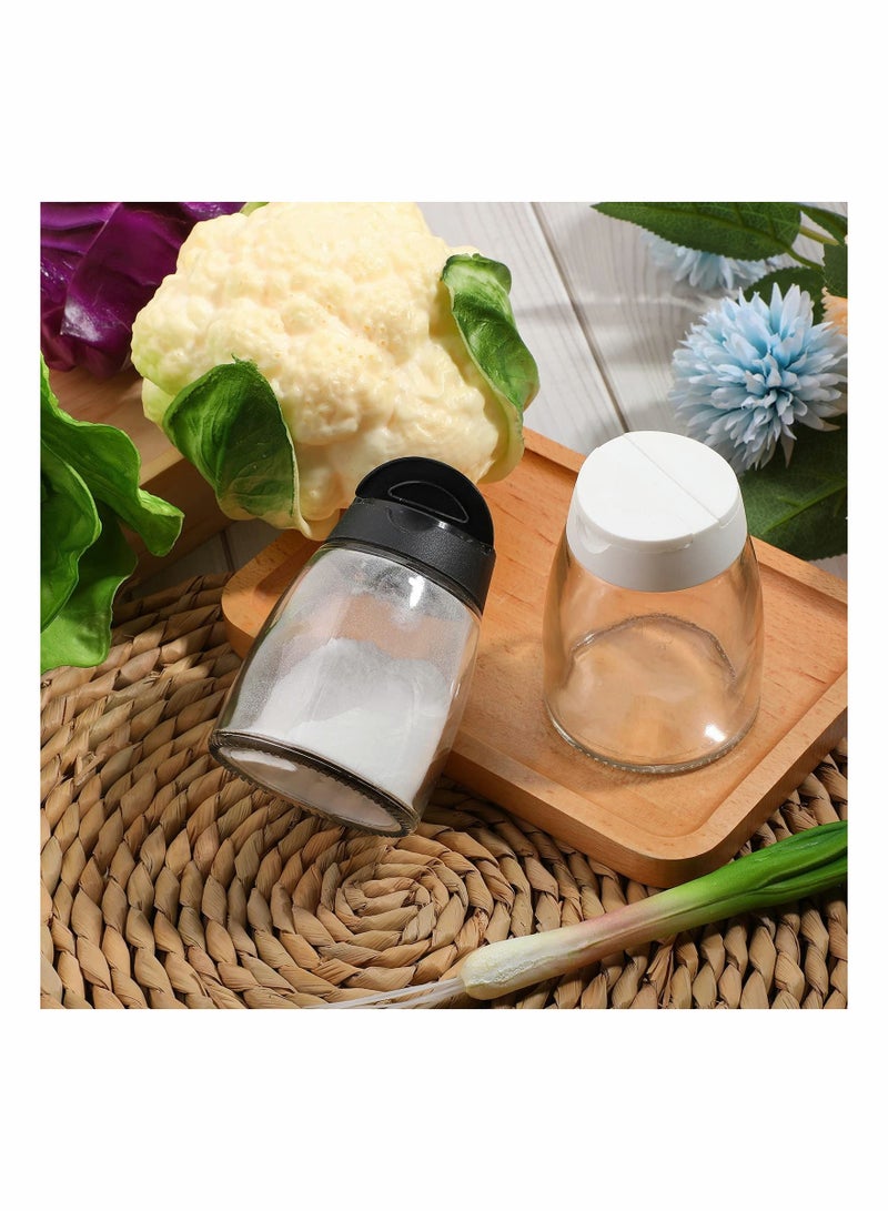 2 Pieces Damp Proof Salt and Pepper Shakers Adjustable Condiment Holder Double Lid with Holes Barbecue Spice Jar Glass Container Seasoning Box for Kitchen Restaurant Canteen Travel Camping