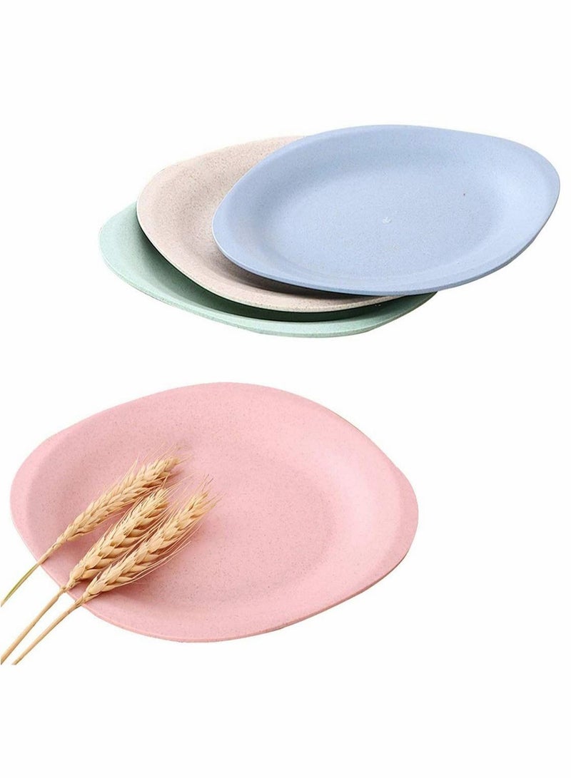 Set of 4 Bread Butter Wheat Straw Plates Dishwasher Microwave Safe Lightweight Durable Tableware for Party Children Toddler 19cm