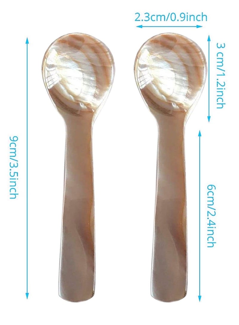 Caviar Spoons Set Coffee Color Spoon with Round Handle for Egg Serving Ice Cream Restaurant 6 Pieces 3.54 Inches