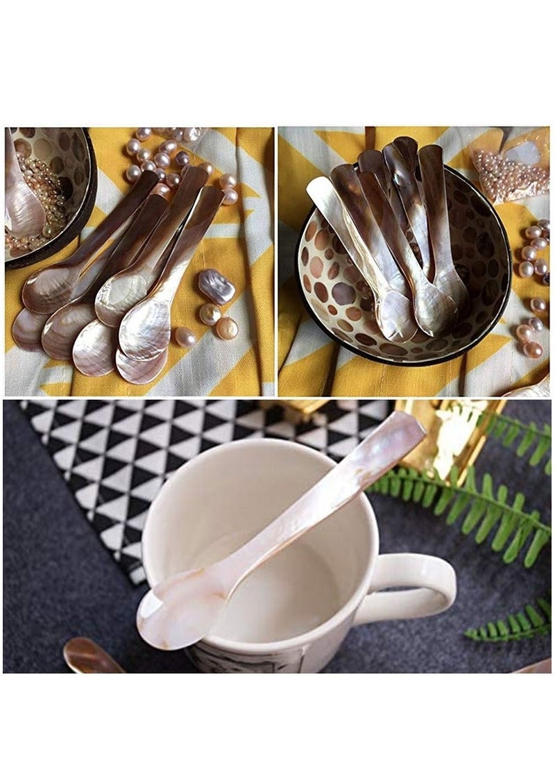 Caviar Spoons Set Coffee Color Spoon with Round Handle for Egg Serving Ice Cream Restaurant 6 Pieces 3.54 Inches