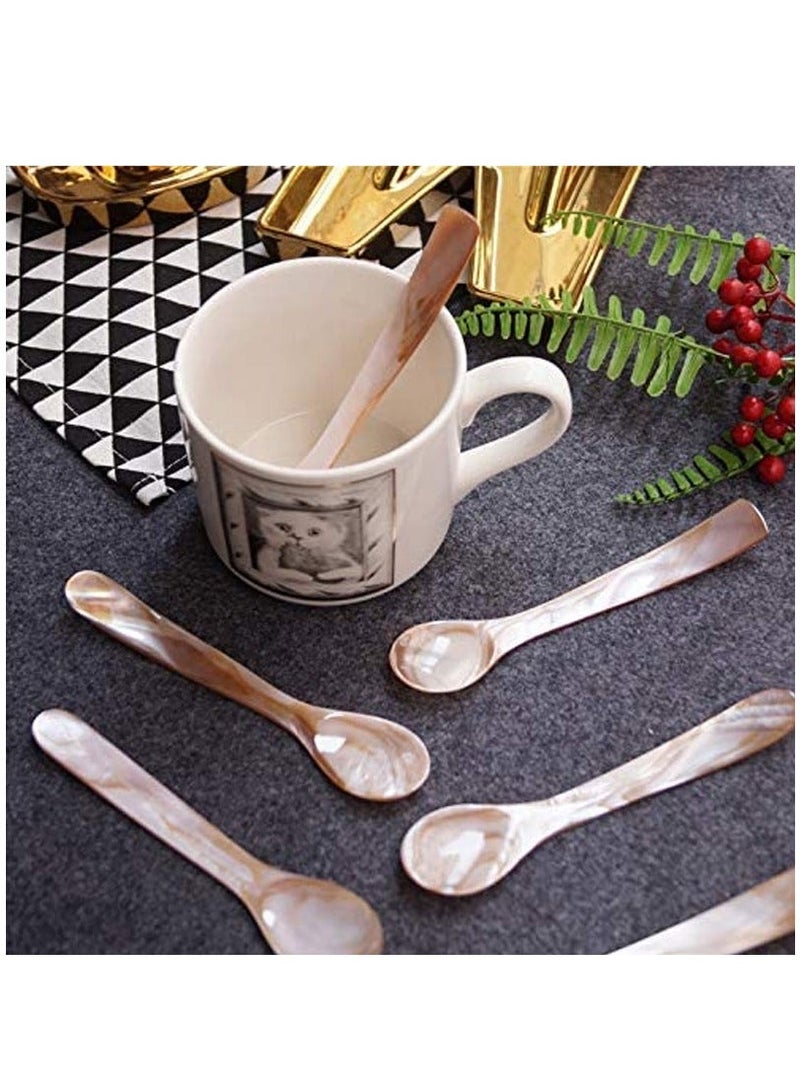 Caviar Spoons Set Coffee Color Spoon with Round Handle for Egg Serving Ice Cream Restaurant 6 Pieces 3.54 Inches