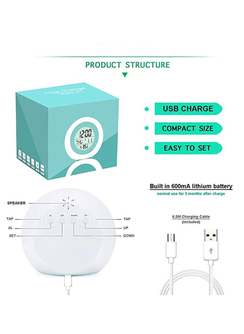 Kids Alarm Clock, Digital Clock with Rechargeable, 7 Color Changing Night Light, Snooze, Touch Control, Temperature for Children Bedroom, Boys and Girls