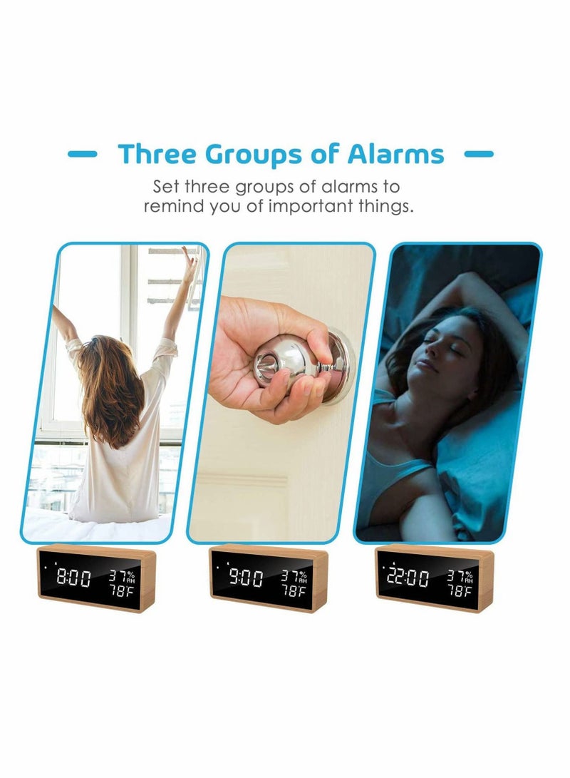 Digital Alarm Clock, Wooden Clock Bedside