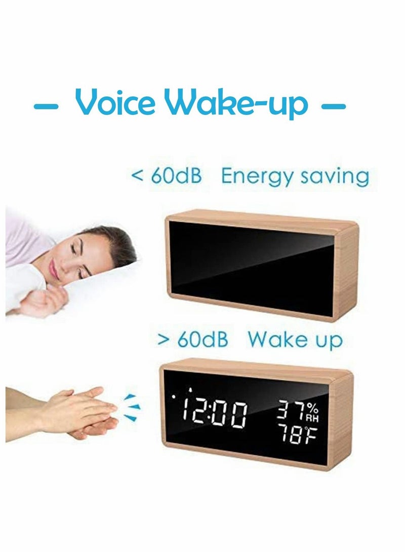 Digital Alarm Clock, Wooden Clock Bedside