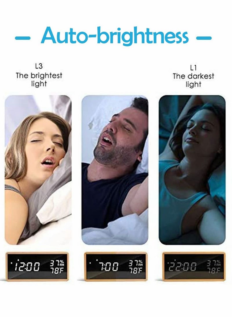 Digital Alarm Clock, Wooden Clock Bedside
