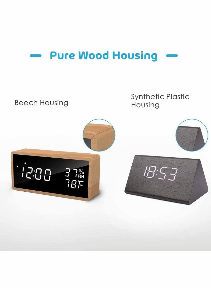 Digital Alarm Clock, Wooden Clock Bedside