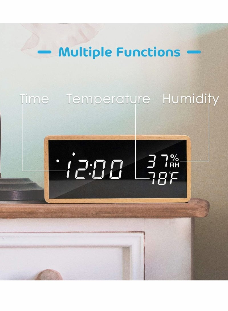 Digital Alarm Clock, Wooden Clock Bedside
